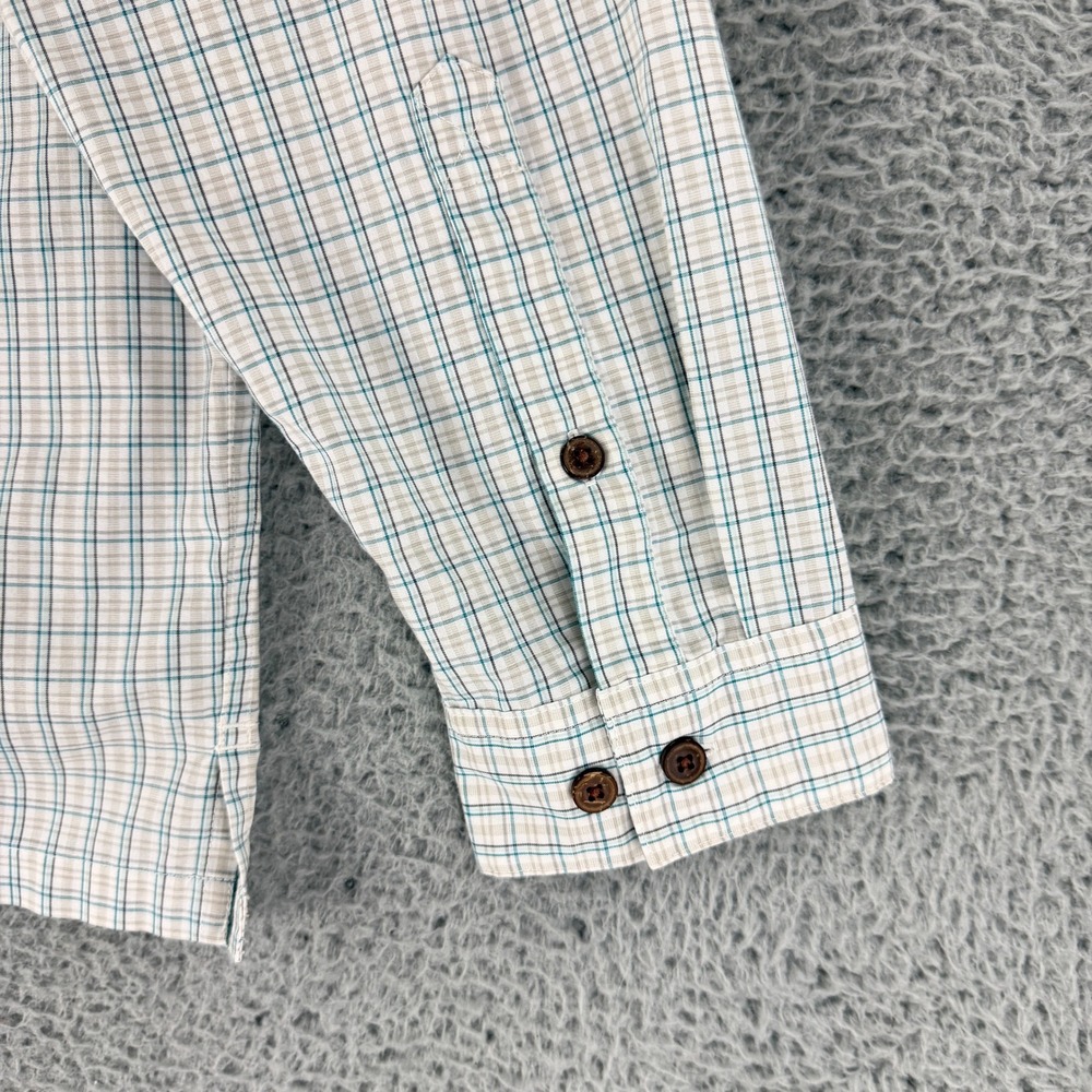 Patagonia Plaid Button Down Shirt Men Medium Blue Tan Long Sleeve Organic Cotton - Picture 11 of 13